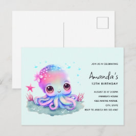 Invitación de cumpleaños para criatura marina pulp