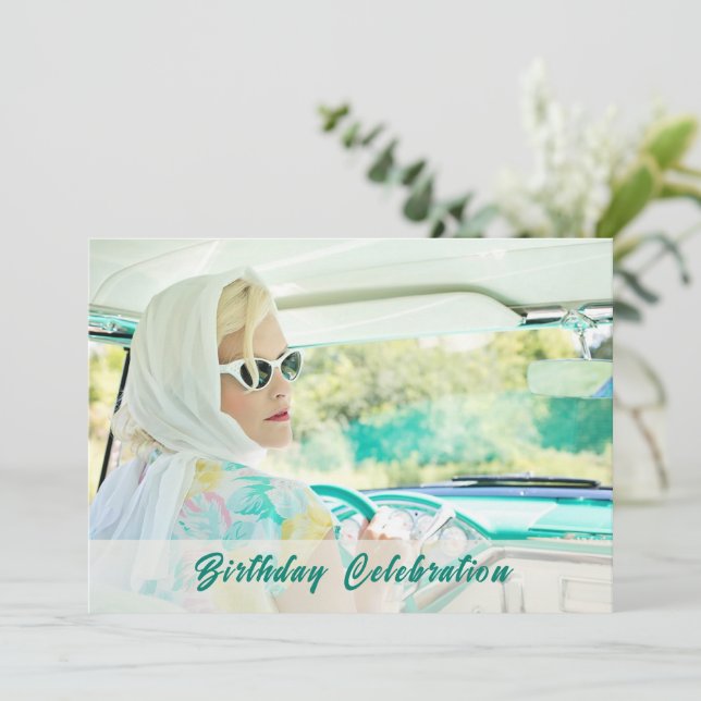 Invitación de cumpleaños para crucero en coche clá (Anverso de pie)