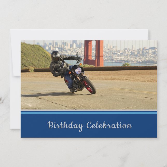 Invitación de cumpleaños para cruceros en motocicl (Anverso)