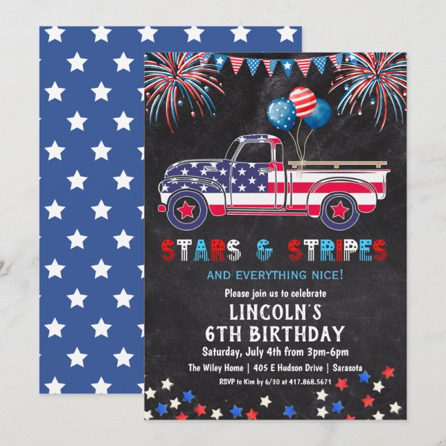 Invitación de cumpleaños para cualquier edad - 4 d (Anverso / Reverso)