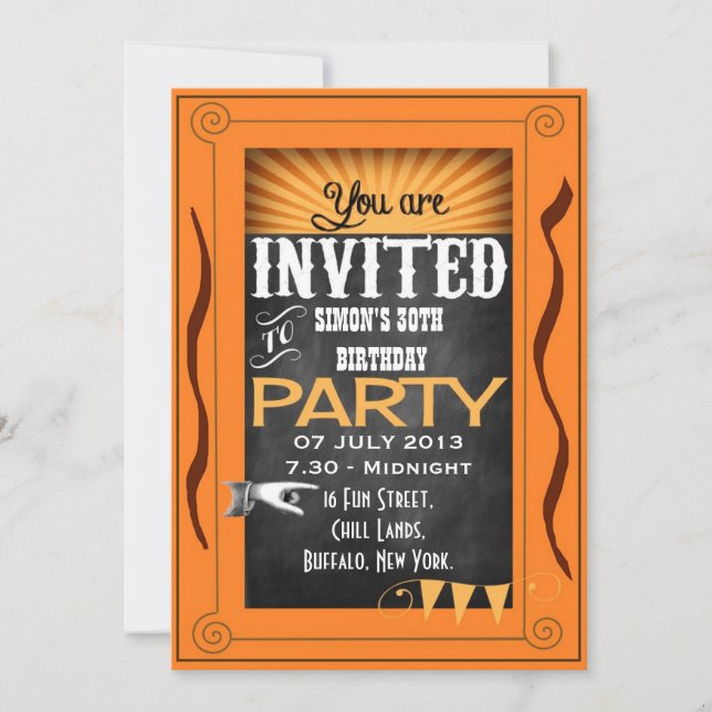 Invitación de cumpleaños para cualquier edad en pi (Anverso)