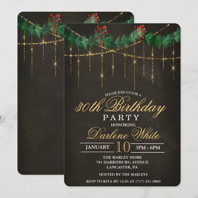 Invitación de cumpleaños para cualquier edad - Fie (Anverso / Reverso)