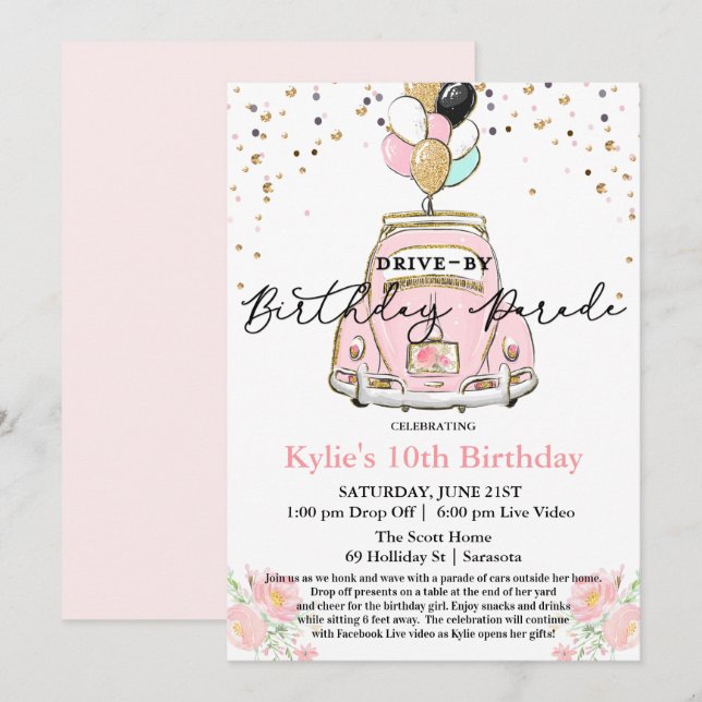 INVITACIÓN DE CUMPLEAÑOS PARA CUALQUIER EDAD - Fie (Anverso / Reverso)