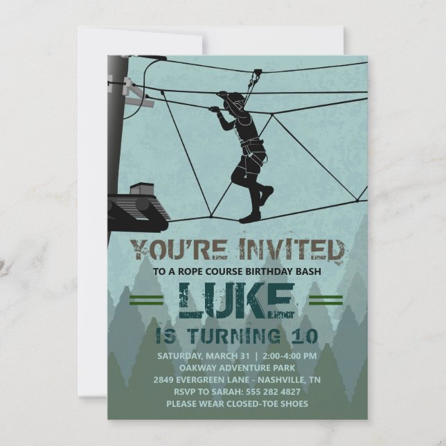 Invitación de cumpleaños para curso de cuerdas (Anverso)