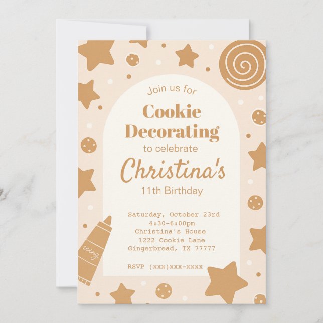 Invitación de cumpleaños para decorar galletas dul (Anverso)