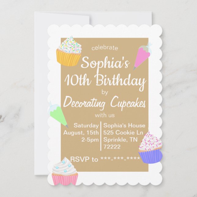 Invitación de cumpleaños para decorar pasteles (Anverso)