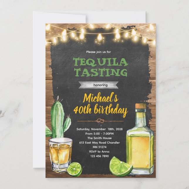 invitación de cumpleaños para degustación de tequi (Anverso)