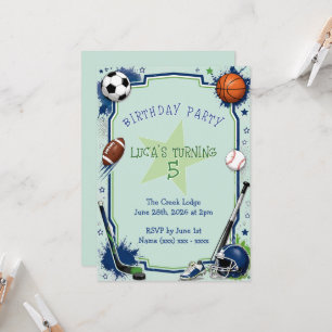 Invitación de cumpleaños para deportes de niños