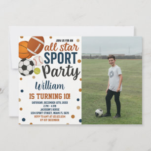 Invitación de cumpleaños para deportes en el Día d