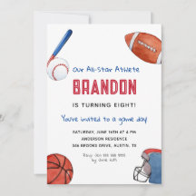Invitación de cumpleaños para deportes infantiles