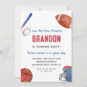 Invitación de cumpleaños para deportes infantiles