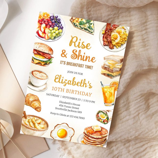 Invitación de cumpleaños para desayuno Brunch Rise (Subido por el creador)