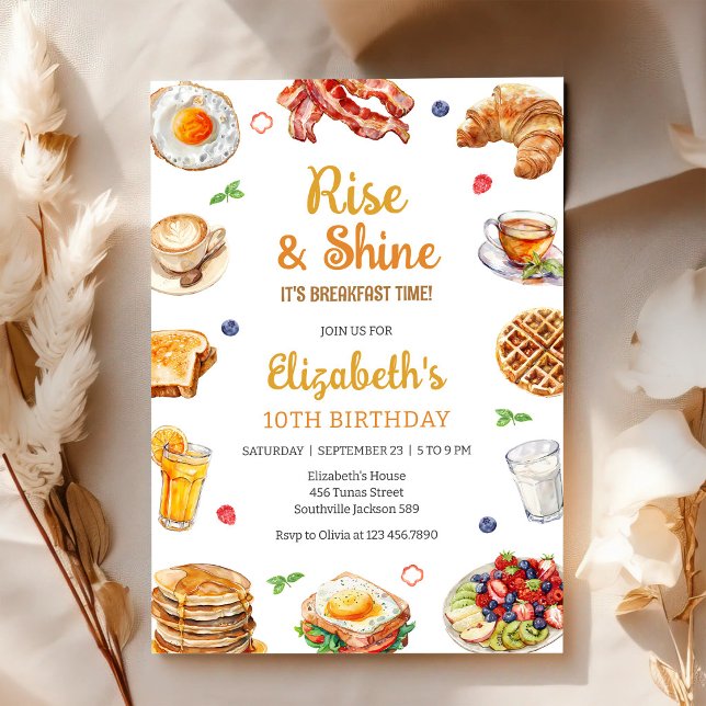 Invitación de cumpleaños para desayuno Brunch Rise (Subido por el creador)