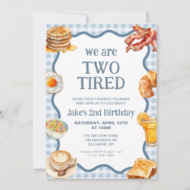 Invitación de cumpleaños para desayuno de dos cans (Anverso)