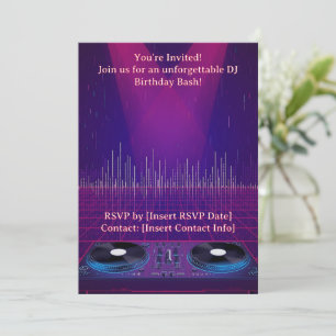 Invitación de cumpleaños para DJ - Personalizable