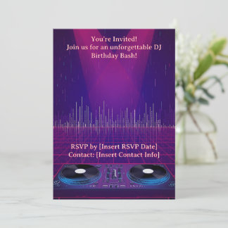 Invitación de cumpleaños para DJ - Personalizable