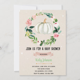 Invitación de cumpleaños para ducha de calabaza bl