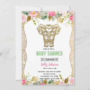 invitación de cumpleaños para ducha de elefante in