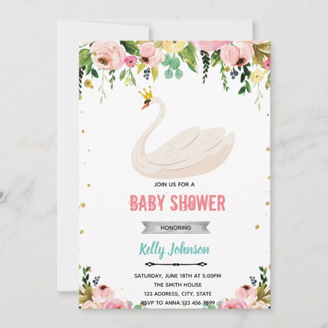 invitación de cumpleaños para ducha de princesa ci (Anverso)
