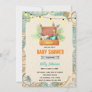 invitación de cumpleaños para ducha de viaje