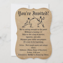 Invitación de cumpleaños para duelo de esgrima Par