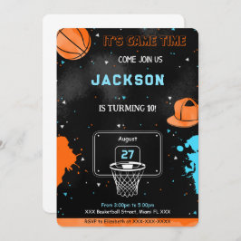 Invitación de cumpleaños para el baloncesto editab