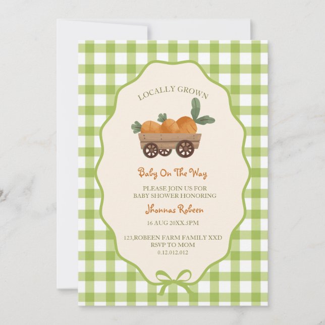 Invitación de Cumpleaños para el Bebé del Granjero (Anverso)