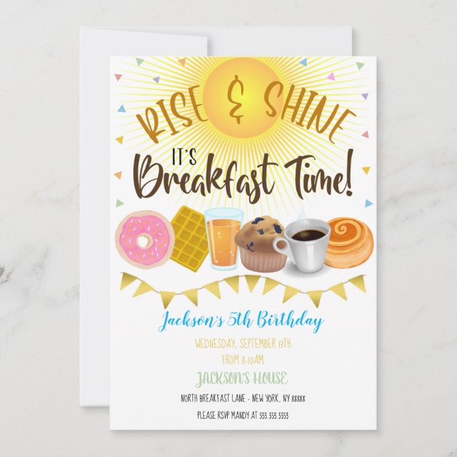 Invitación de cumpleaños para el desayuno (Anverso)
