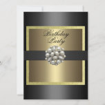 Invitación de cumpleaños para el diseño de la perl<br><div class="desc">Elegante Diseño de Perla Dorada y Negra Invitación de cumpleaños</div>