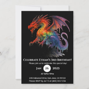 Invitación de cumpleaños para el dragón de goteo d