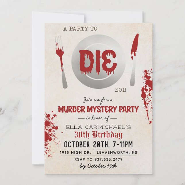 Invitación de cumpleaños para el misterio del ases (Anverso)