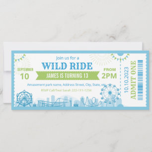 Invitación de cumpleaños para el parque de diversi