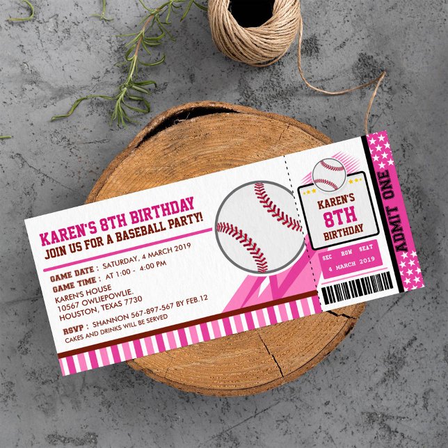 Invitación de cumpleaños para el pase de béisbol (Subido por el creador)