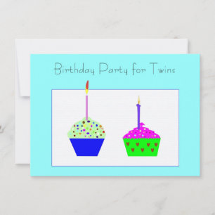 Invitación de cumpleaños para el pastel de mellizo