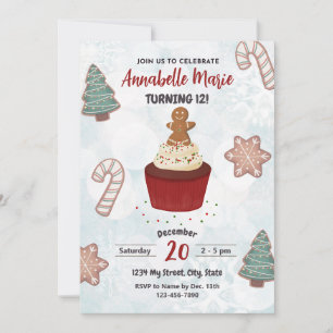 Invitación de cumpleaños para el pastel de navidad