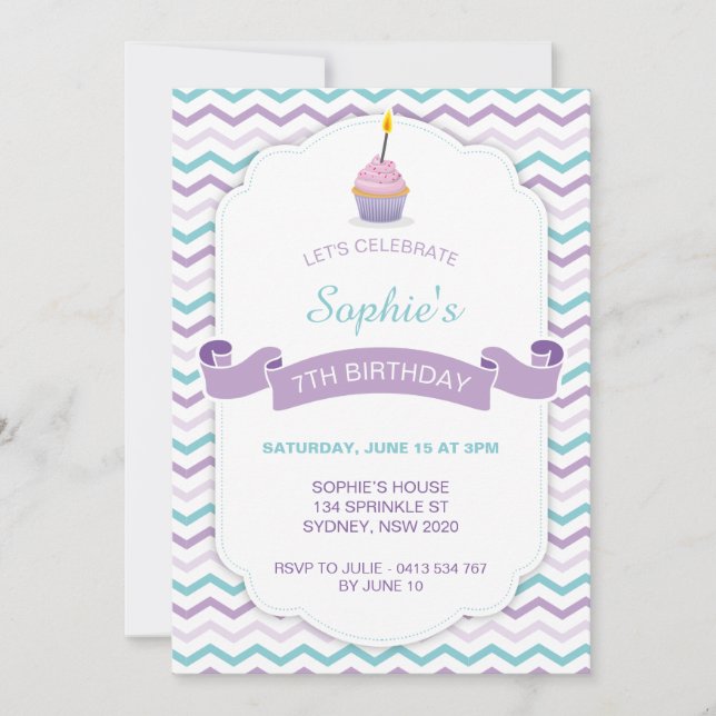 Invitación de cumpleaños para el pastel - V2 (Anverso)