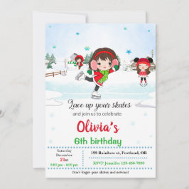 Invitación de cumpleaños para el patinaje sobre hi