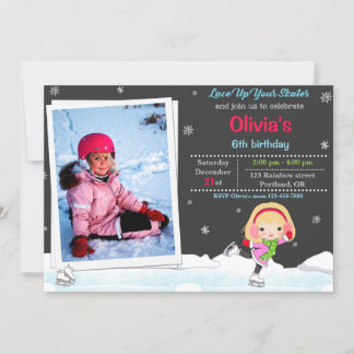 Invitación de cumpleaños para el patinaje sobre hi