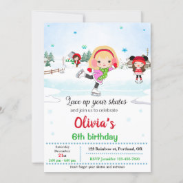 Invitación de cumpleaños para el patinaje sobre hi