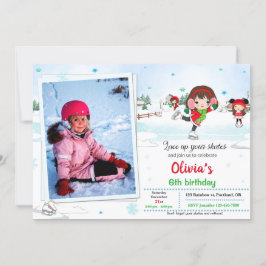 Invitación de cumpleaños para el patinaje sobre hi