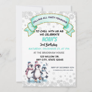 Invitación de cumpleaños para el patinaje sobre hi