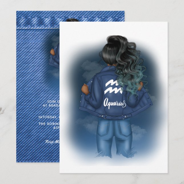 Invitación de cumpleaños para el signo zodiacal de (Anverso / Reverso)