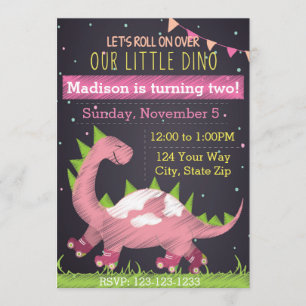 Invitación de cumpleaños para el Skate Dinosaur