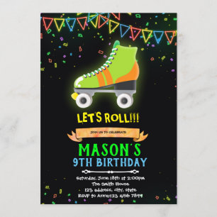 Invitación de cumpleaños para el tema del patinaje