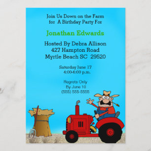 Invitación de cumpleaños para el tema del tractor