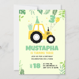 Invitación de cumpleaños para el Tractor de granja