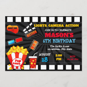 Invitación de cumpleaños para el vale de película