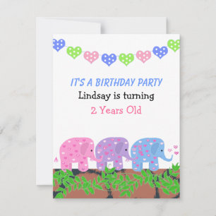 Invitación de cumpleaños para elefantes bebé