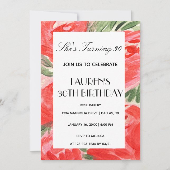 Invitación de cumpleaños para ella (Anverso)