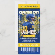 Invitación de cumpleaños para entrada a fútbol de 